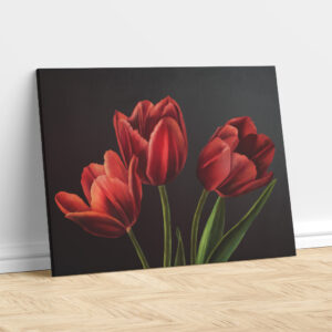 Red Tulips in the Dark – Painting Print