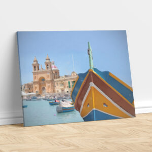 Marsaxlokk Luzzus and Church – Malta